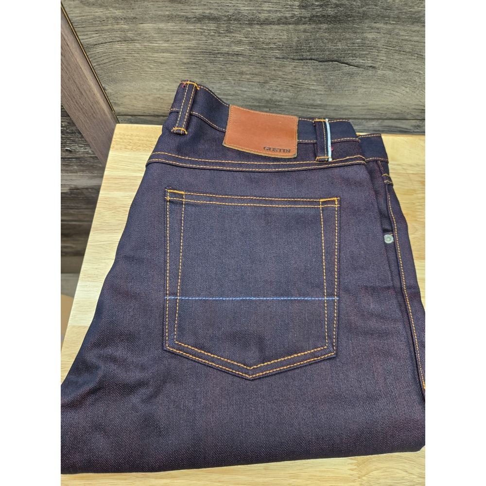 Gustin Red Core Selvedge Denim Jeans Slim Fit Indigo Red 38x34 Made in USA